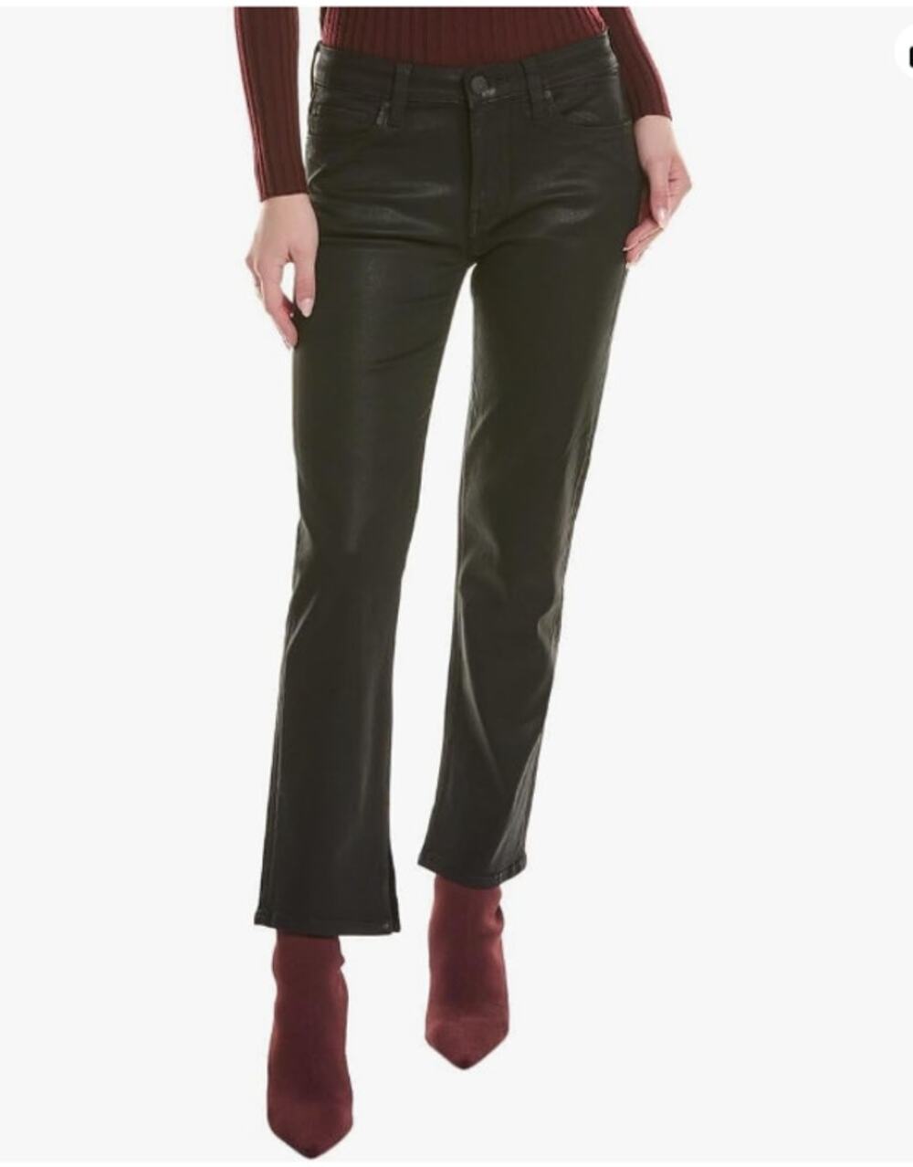 HUDSON Nico Anke Side Slit Denim in Coated Black Beauty // 31